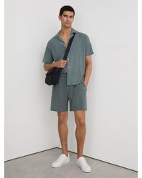Reiss - Flint - Dark Sage Textured Drawstring Shorts, L - Lyst