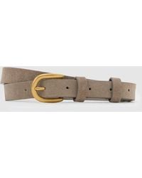 Reiss - Cynthia - Light Grey Suede Tie Curved-buckle Belt, M - Lyst