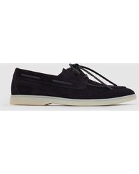 Reiss - Carson Suede Lace-Up Boat Shoes - Lyst