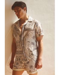 Reiss - Baller - Champagne/brown Bandana Baller | Ché Printed Elasticated Waist Swim Shorts, Xl - Lyst