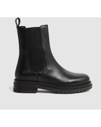Reiss - Thea Chelsea Boots - Black Leather Plain - Lyst