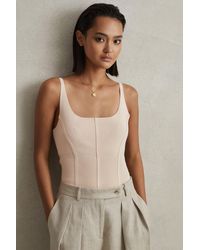 Reiss - Verity - Nude Ribbed Seam Detail Vest - Lyst