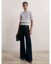 Reiss - Cotton And Wool Funnel-Neck Knit Top - Lyst