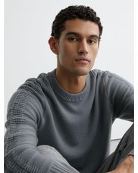 Reiss - Wool-Blend Rib-Detail Crew-Neck Jumper - Lyst