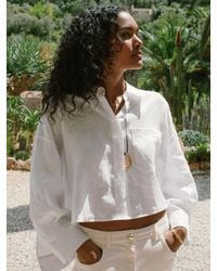 Reiss - Linen Oversize Cropped Shirt - Lyst