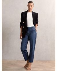 Reiss - Marcie - Mid Blue Straight-leg Patch-pocket Jeans, 29w X 33l (uk 29 L) - Lyst