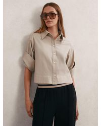 Reiss - Cotton And Wool Cropped Shirt - Lyst