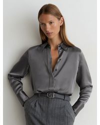 Reiss - Ameira Silk-Satin Concealed-Placket Shirt - Lyst
