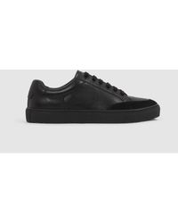 Reiss - Ashley - All Black Leather Suede Trainers - Lyst