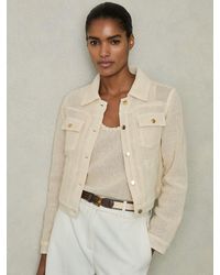 Reiss - Cotton-Blend Textured Trucker Jacket - Lyst