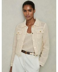 Reiss - Cotton-Blend Textured Trucker Jacket - Lyst