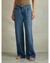 Reiss - Lyle - Mid Blue Petite Lightweight Viscose Blend Relaxed Jeans, Us 10 - Lyst