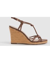 Reiss - Isabella - Tan Leather Knot Detail Wedge Sandals - Lyst
