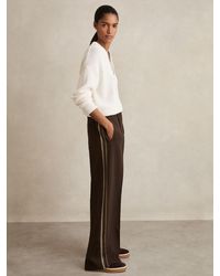 Reiss - Robyn - Chocolate Brown Petite Side-stripe Wide-leg Trousers, Us 4 - Lyst