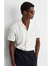 Reiss - Hunt - Ecru Textured Cuban Collar Shirt, Xl - Lyst