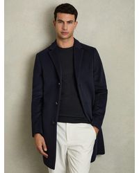 Reiss - Gable - Navy Single Breasted Overcoat, S - Lyst