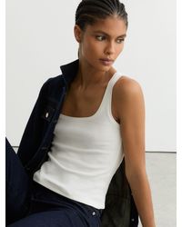 Reiss - Stretch-Cotton Ribbed Square-Neck Vest - Lyst