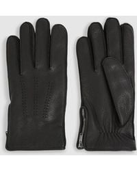 Reiss - Leather Zip-Side Gloves - Lyst