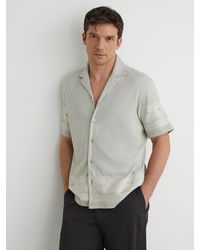 Reiss - Arden Cotton-Blend Embroidered Cuban-Collar Shirt - Lyst