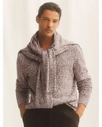 Reiss - Camel Cotton-Blend Marled Half-Zip Polo Jumper - Lyst