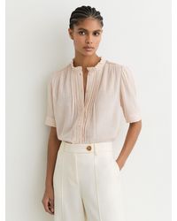 Reiss - Cotton Muslin Frill-Neck Top - Lyst
