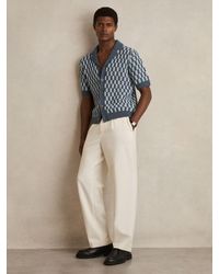 Reiss - Airforce & Soft Cotton Checkerboard-Knit Shirt - Lyst