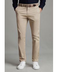 Reiss - Pitch - Stone Slim Fit Washed Cotton Blend Chinos, 36 - Lyst