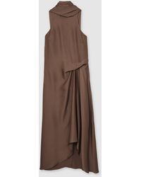 Reiss Satin Drape Tuck Midi Dress in Green | Lyst Reiss Satin Drape Tuck Midi Dress in Green | Lyst