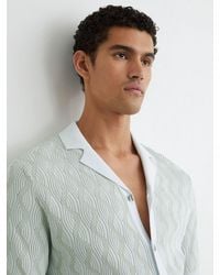 Reiss - Wave-Knit Cuban-Collar Shirt - Lyst