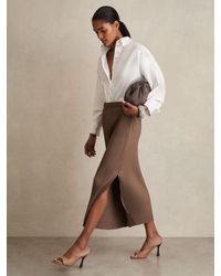 Reiss - Pleated Jersey Midi Skirt - Lyst
