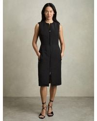 Reiss - Mahlon - Black Quilted Zip-through Sleeveless Dress, Us 8 - Lyst