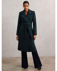Reiss - Wool-Blend Double-Lapel Belted Coat With Cashmere - Lyst