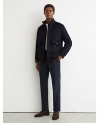 Reiss - Cooper - Navy Wool-blend Tapered Cuffed Trousers, 28 - Lyst