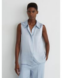 Reiss - Amelia - Light Blue Silk Sleeveless Shirt, Us 2 - Lyst