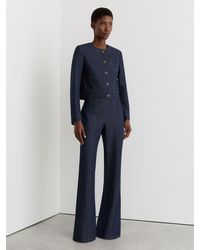 Reiss - Flared-Leg Denim-Look Trousers - Lyst