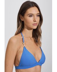 Reiss - Riah - Light Blue Triangle Halter Neck Bikini Top - Lyst