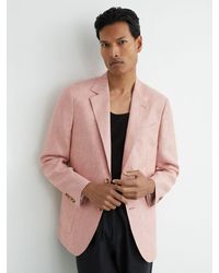Reiss - Tailored Fit Linen-Twill Single-Breasted Blazer - Lyst