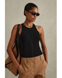 Reiss - Cammi - Black Fitted Cut-out Detail Vest - Lyst
