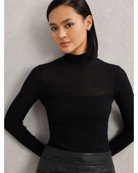 Reiss - Mesh Funnel-Neck Knit Top - Lyst