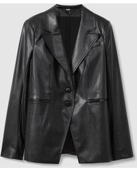 PAIGE - Relaxed Faux Fur Leather Single Breasted Blazer - Lyst