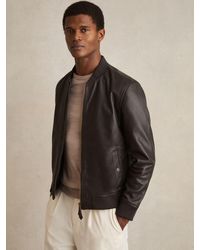 Reiss - Leather Bomber Jacket - Lyst