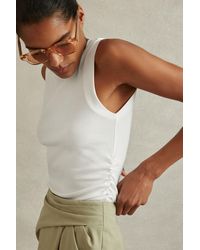 Reiss - Trudy - White Ribbed Ruched Waist Vest - Lyst