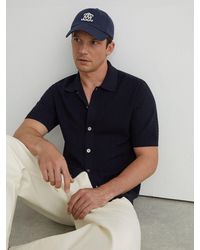 Reiss - Textured-Knit Button-Through Shirt - Lyst