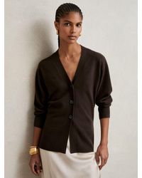 Reiss - Wool-Blend Fitted Cardigan With Cashmere - Lyst