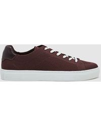 Reiss - Plum Finley Knitted Low-Top Trainers - Lyst