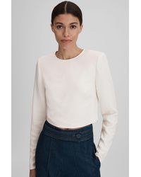 Reiss - Ariana Cropped Top Viscose Plain - Lyst