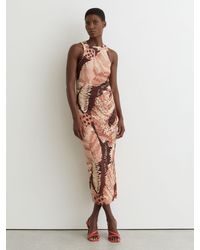 Reiss - Jersey Floral-Print Ruched Midi Dress - Lyst