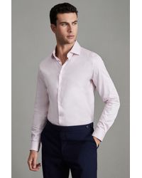 Reiss - Remote - Pink Slim Fit Cotton Satin Cutaway Collar Shirt - Lyst