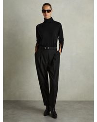 Reiss - Macy - Black Merino Wool Roll Neck Jumper, L - Lyst