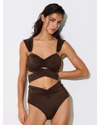 Reiss - High-Waisted Ruched Bikini Bottoms - Lyst